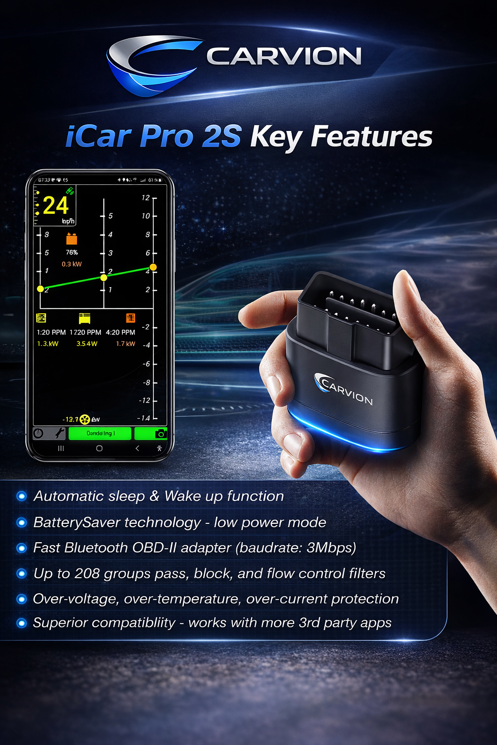 Carvion OBD2 Bluetooth Diagnose Scanner